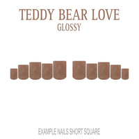 Teddy Bear Love warm brown press-on nails