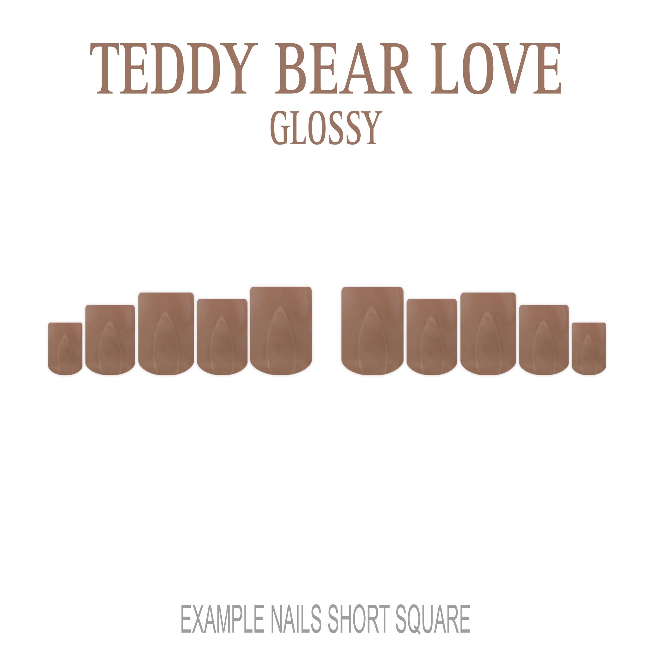 Teddy Bear Love warm brown press-on nails