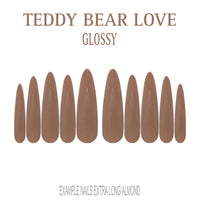 Teddy Bear Love warm brown press-on nails