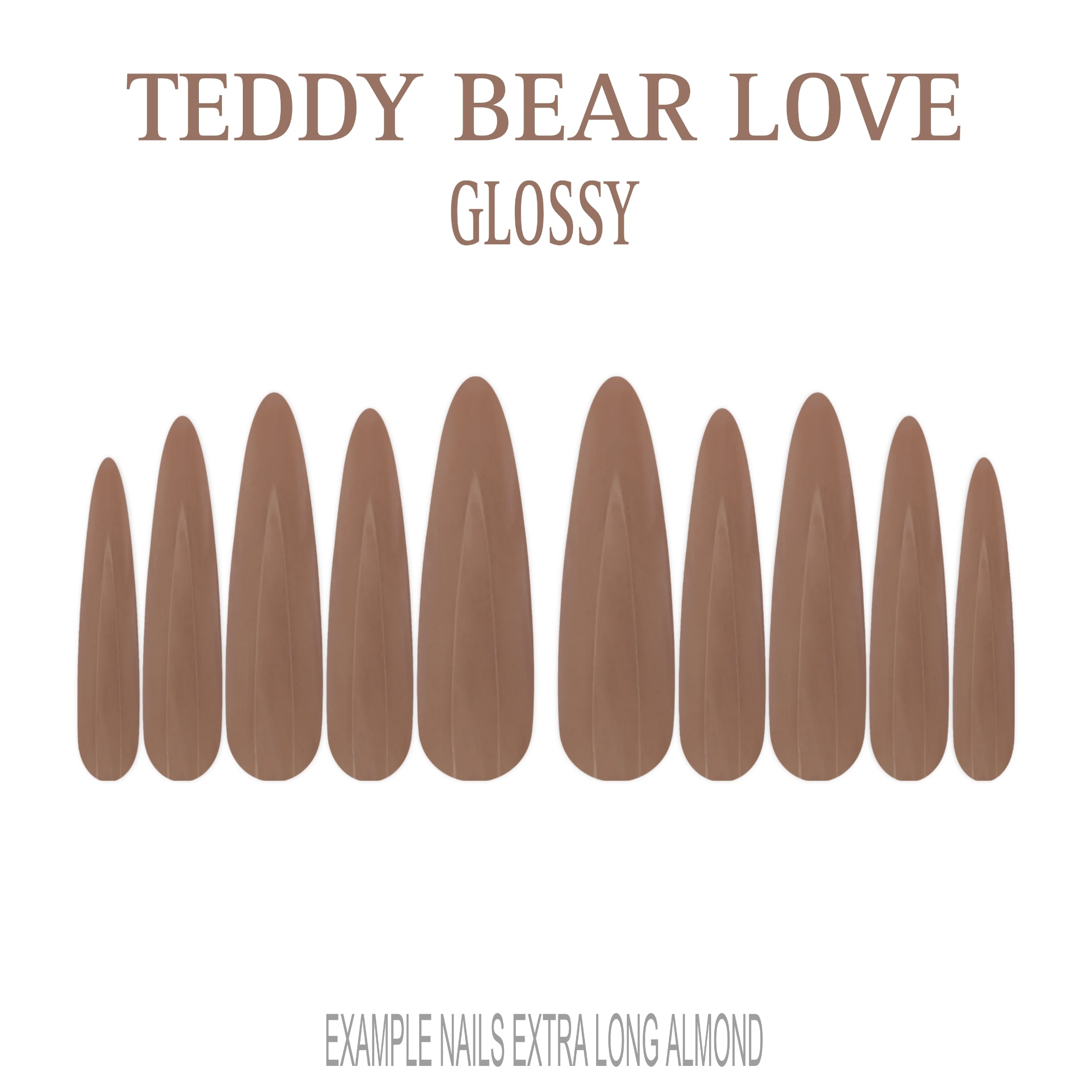 Teddy Bear Love warm brown press-on nails