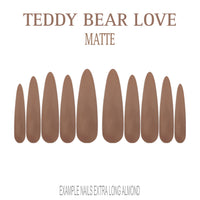 Teddy Bear Love warm brown press-on nails