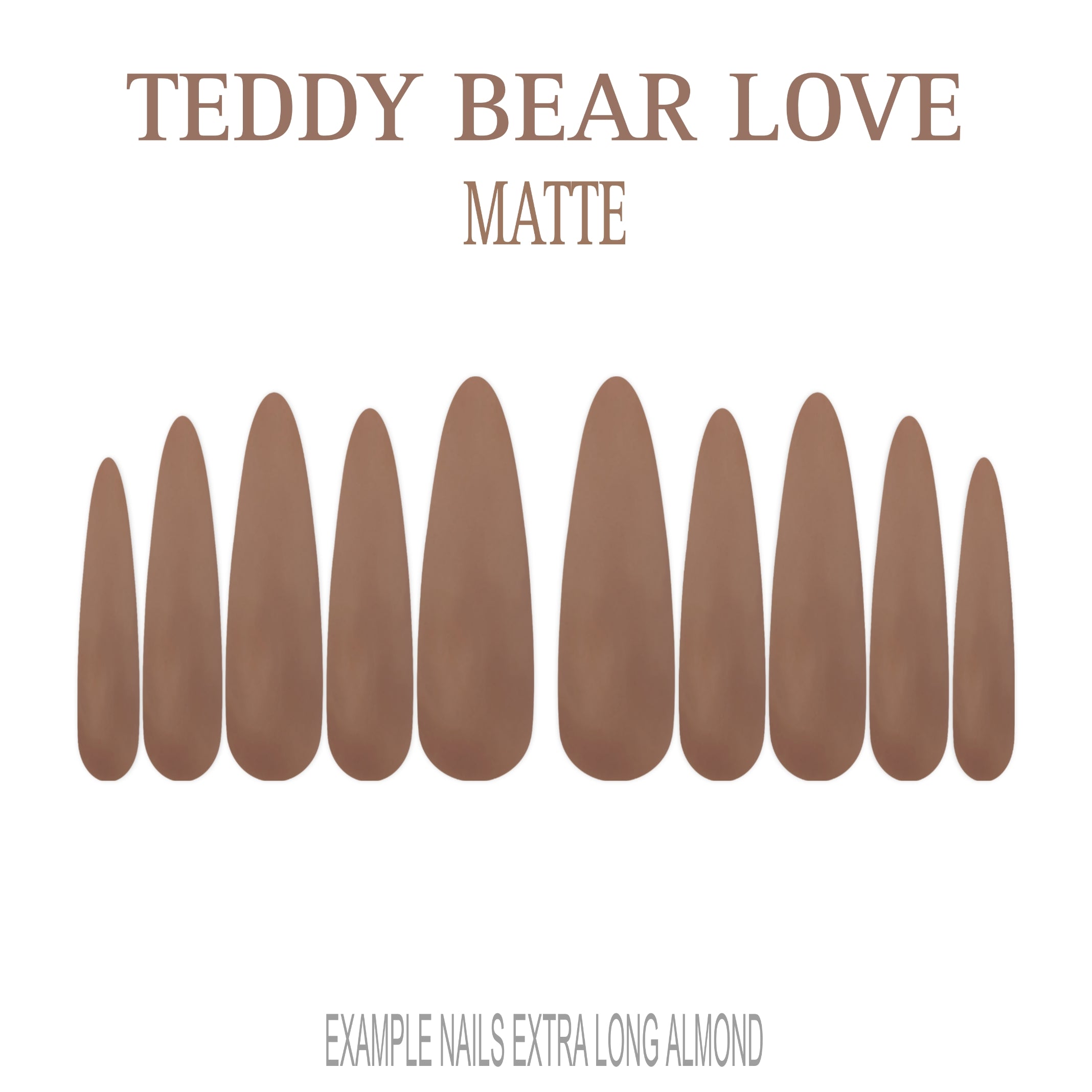 Teddy Bear Love warm brown press-on nails