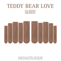 Teddy Bear Love warm brown press-on nails