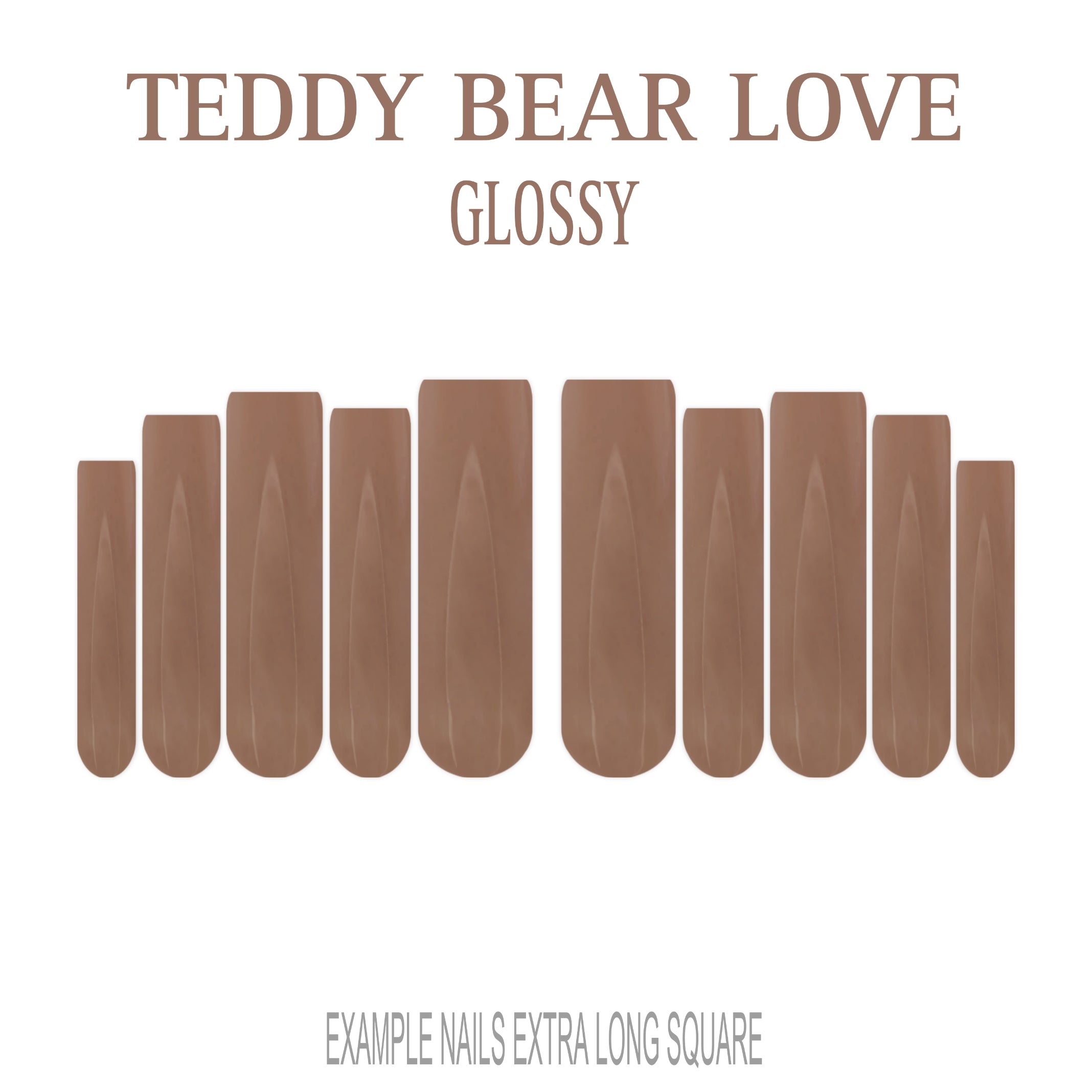 Teddy Bear Love warm brown press-on nails