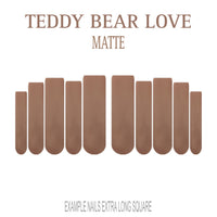 Teddy Bear Love warm brown press-on nails