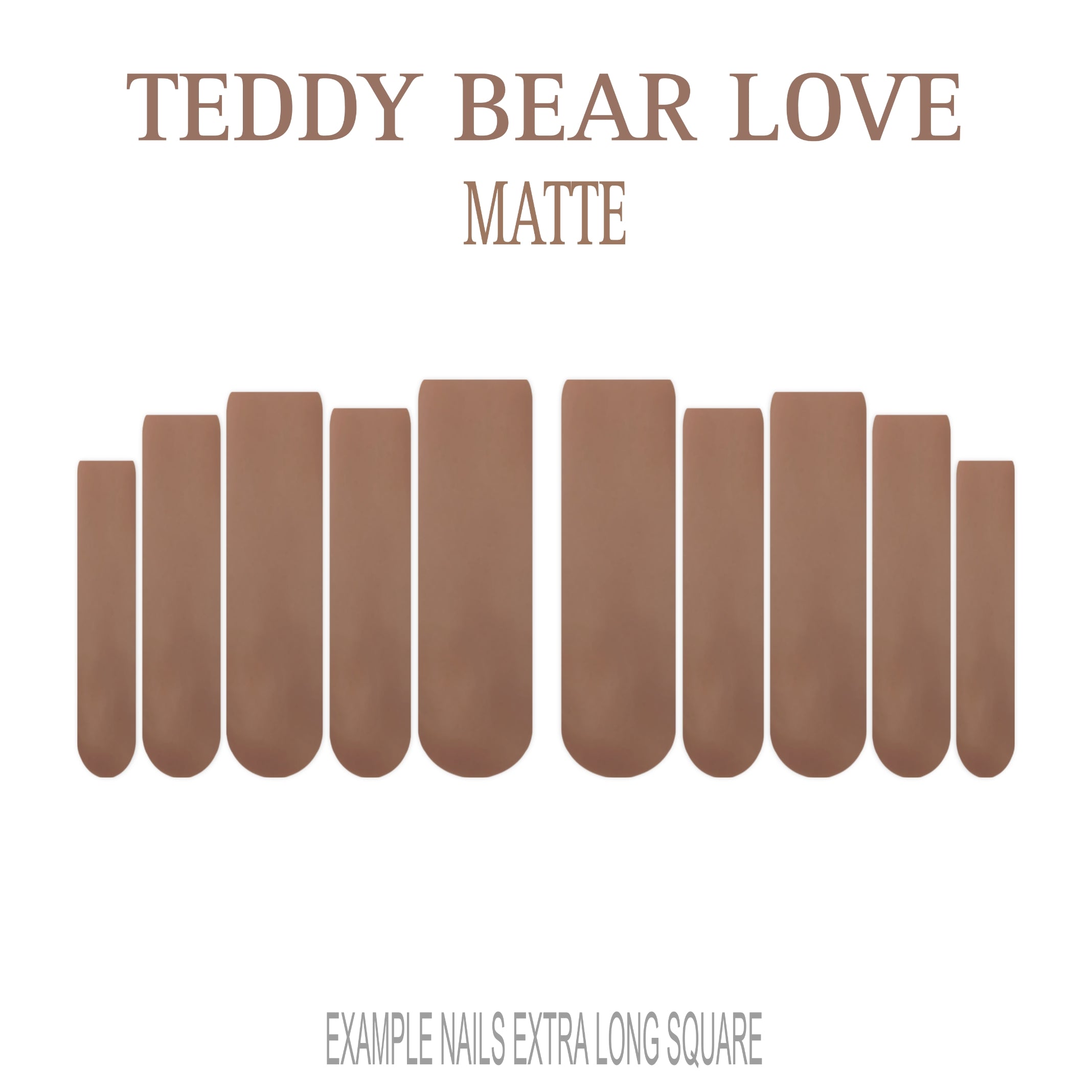 Teddy Bear Love warm brown press-on nails