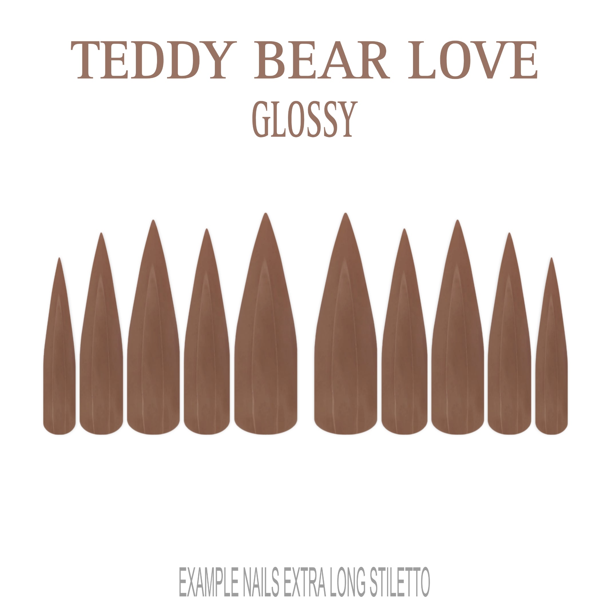 Teddy Bear Love warm brown press-on nails