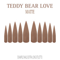 Teddy Bear Love warm brown press-on nails