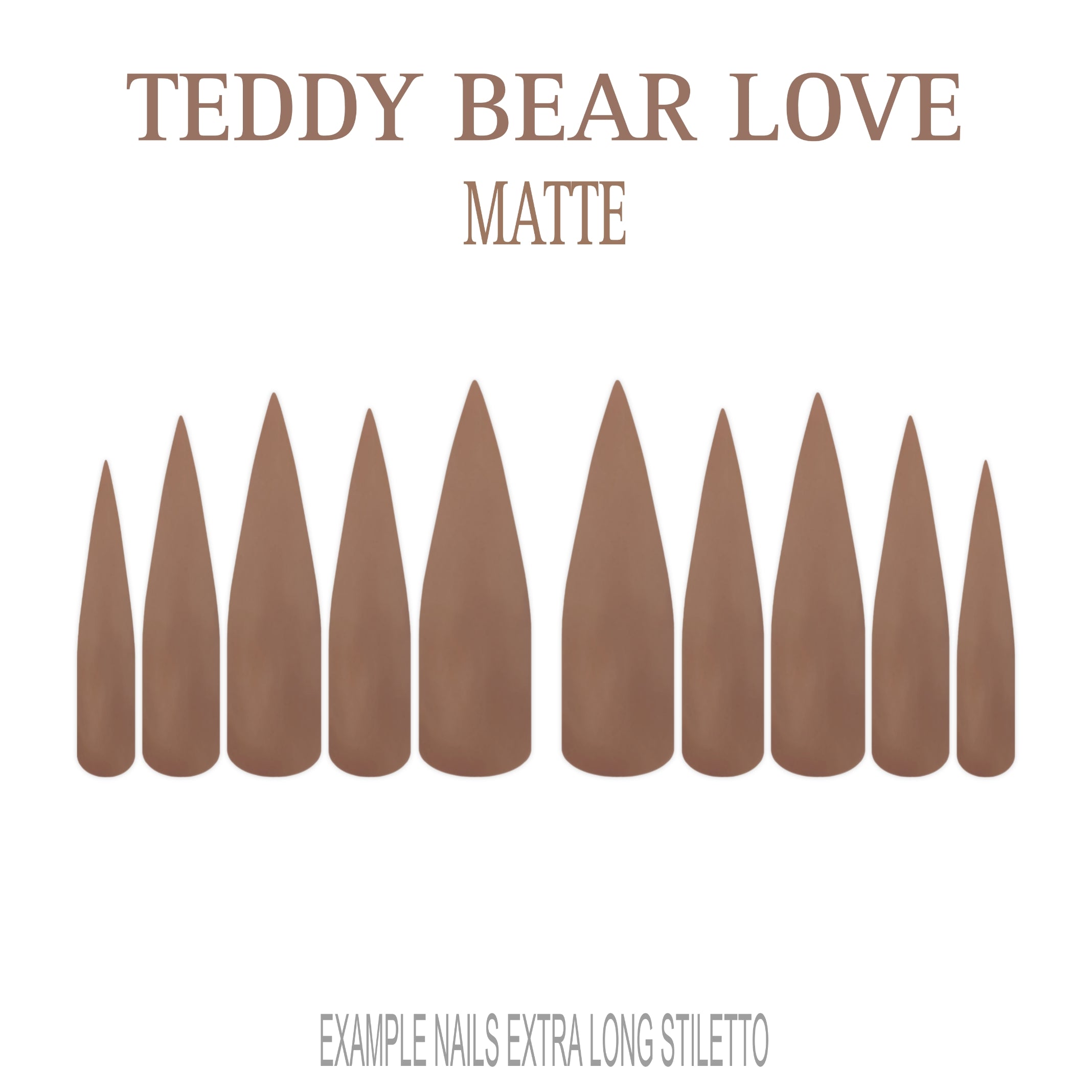 Teddy Bear Love warm brown press-on nails