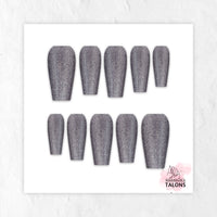 Titanium Dust silver glitter press-on nails