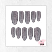 Titanium Dust silver glitter press-on nails
