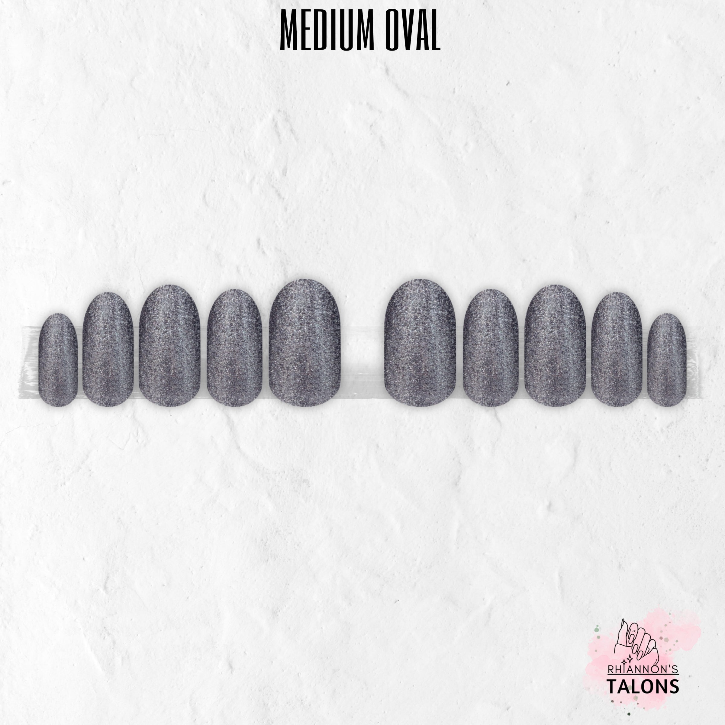 Titanium Dust silver glitter press-on nails