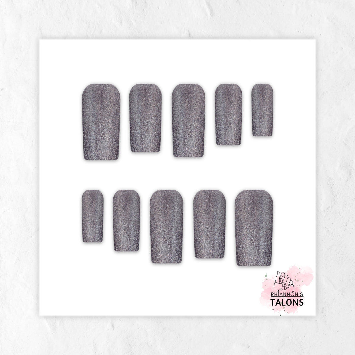 Titanium Dust silver glitter press-on nails