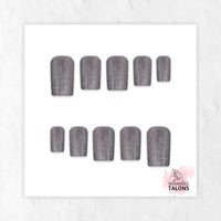 Titanium Dust silver glitter press-on nails