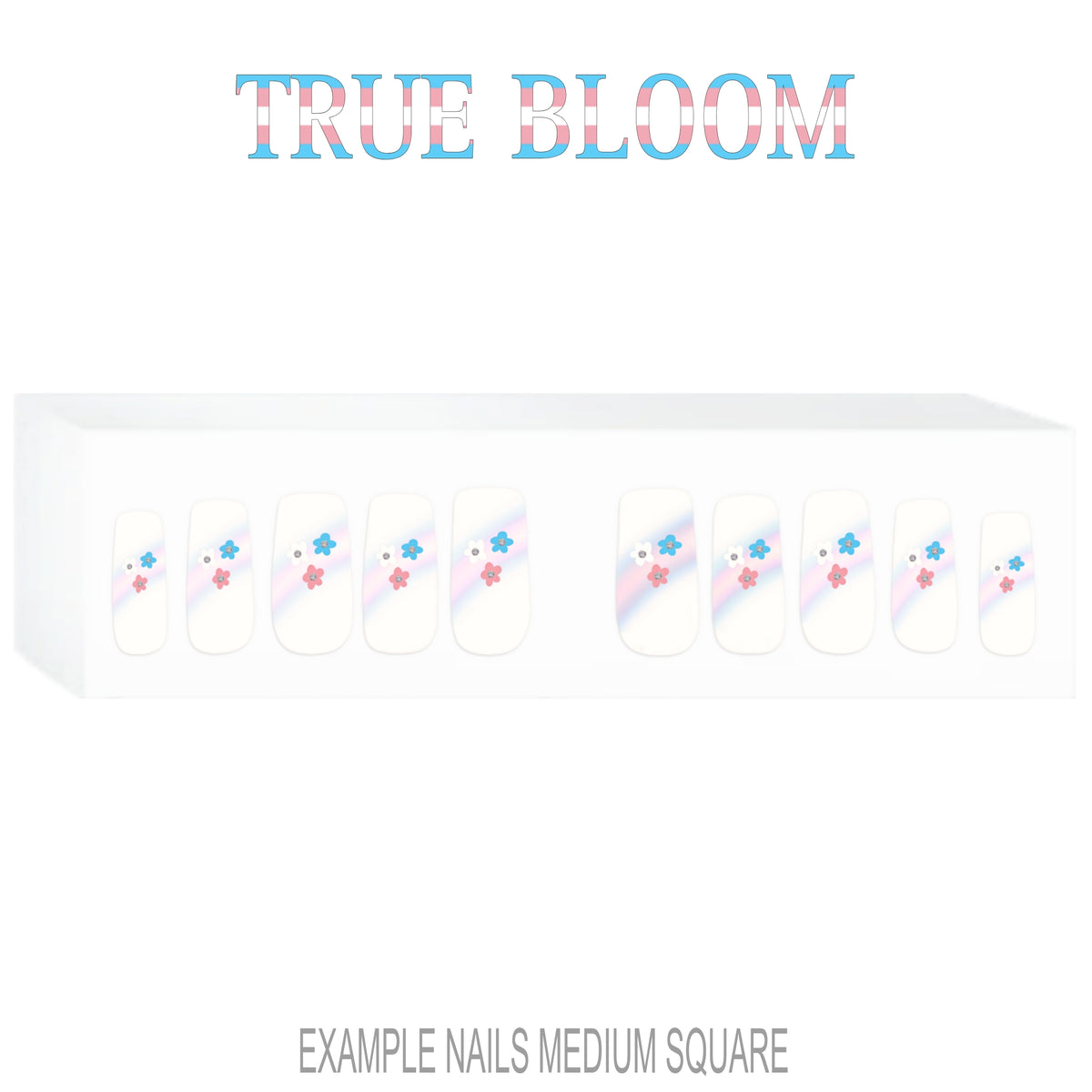 True Bloom trans Pride floral press-on nails