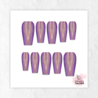 Twilight Glow purple glitter press-on nails