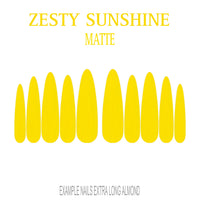 Zesty Sunshine bright yellow extra long almond press-on nails with matte finish