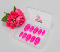 Flamingo Flash hot pink press-on nails with bold neon finish