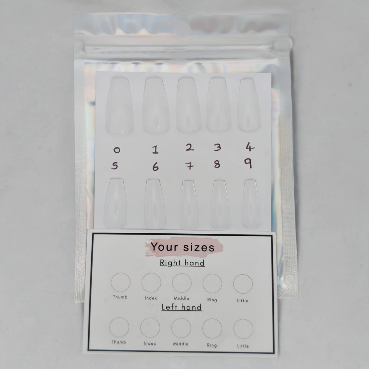Medium square press-on nail sizing kit sample tips