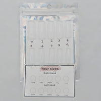 Rhiannon's Talons sizing kit with press-on nail tip samples in different sizes